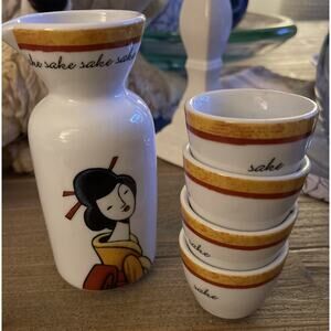 Vintage 5Pcs, Japanese Sake Set, Vintage set , Vintage home deco, Gift Host